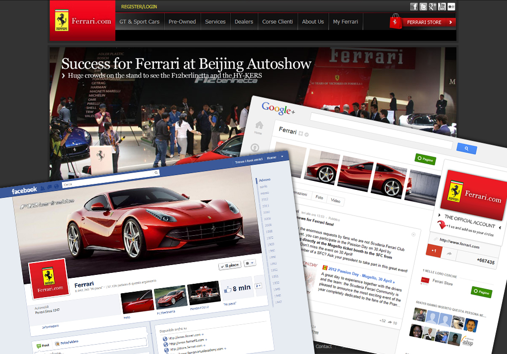 Ferrari Social Media pages