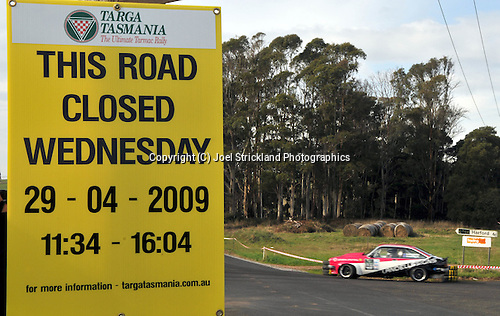 Road Closed sign at spectator point at Moritaty
