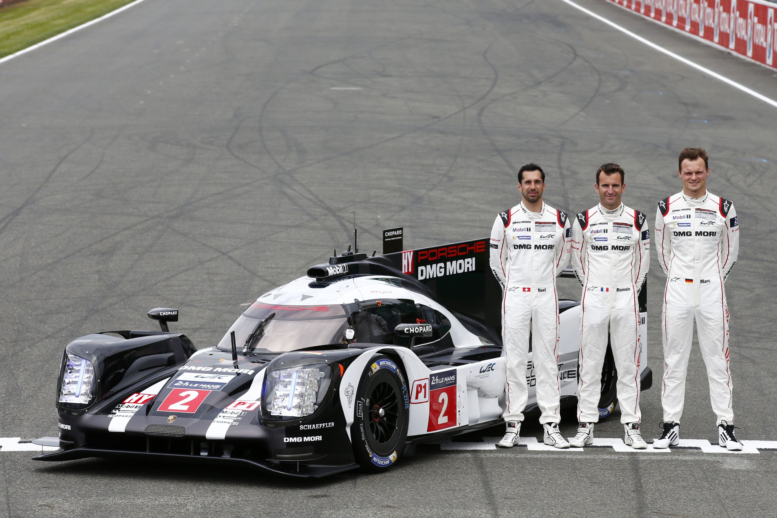 Porsche 919 Hybrid, Porsche Team: Neel Jani, Romain Dumas, Marc Lieb (l-r)